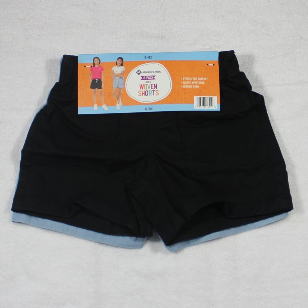 Member's Mark 2-PACK Girl's 6/6x Elastic Waist Woven Shorts